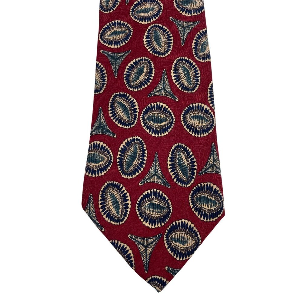 Venanzi Multicolor Geometric Shell Print 100% Silk Mens Tie Necktie